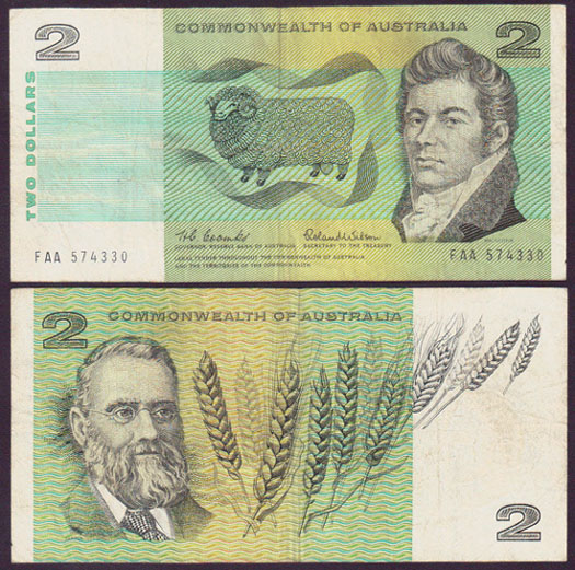 1966 Australia $2 Coombs/Wilson (1st prefix) L001164